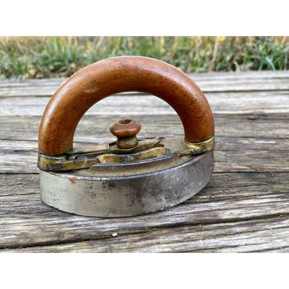 Antique Small SAD Iron Curved Wood Handle Primitive Farmhouse Decor